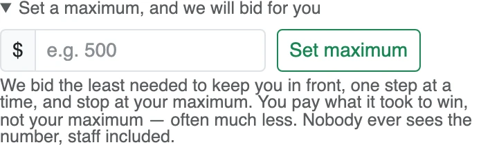 Screenshot of step 6: How to bid on a piece at auction