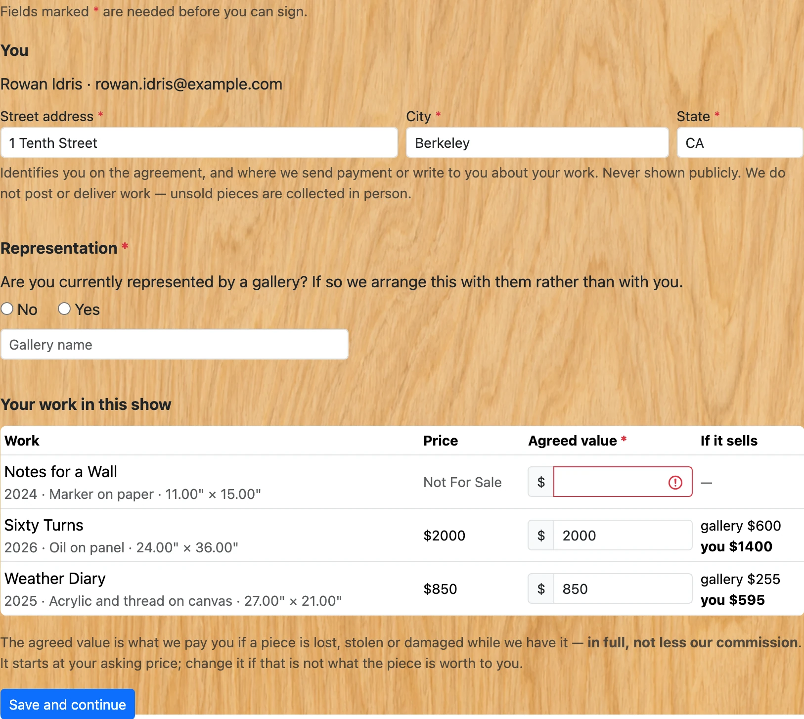 Screenshot of step 3: How to sign your consignment agreement