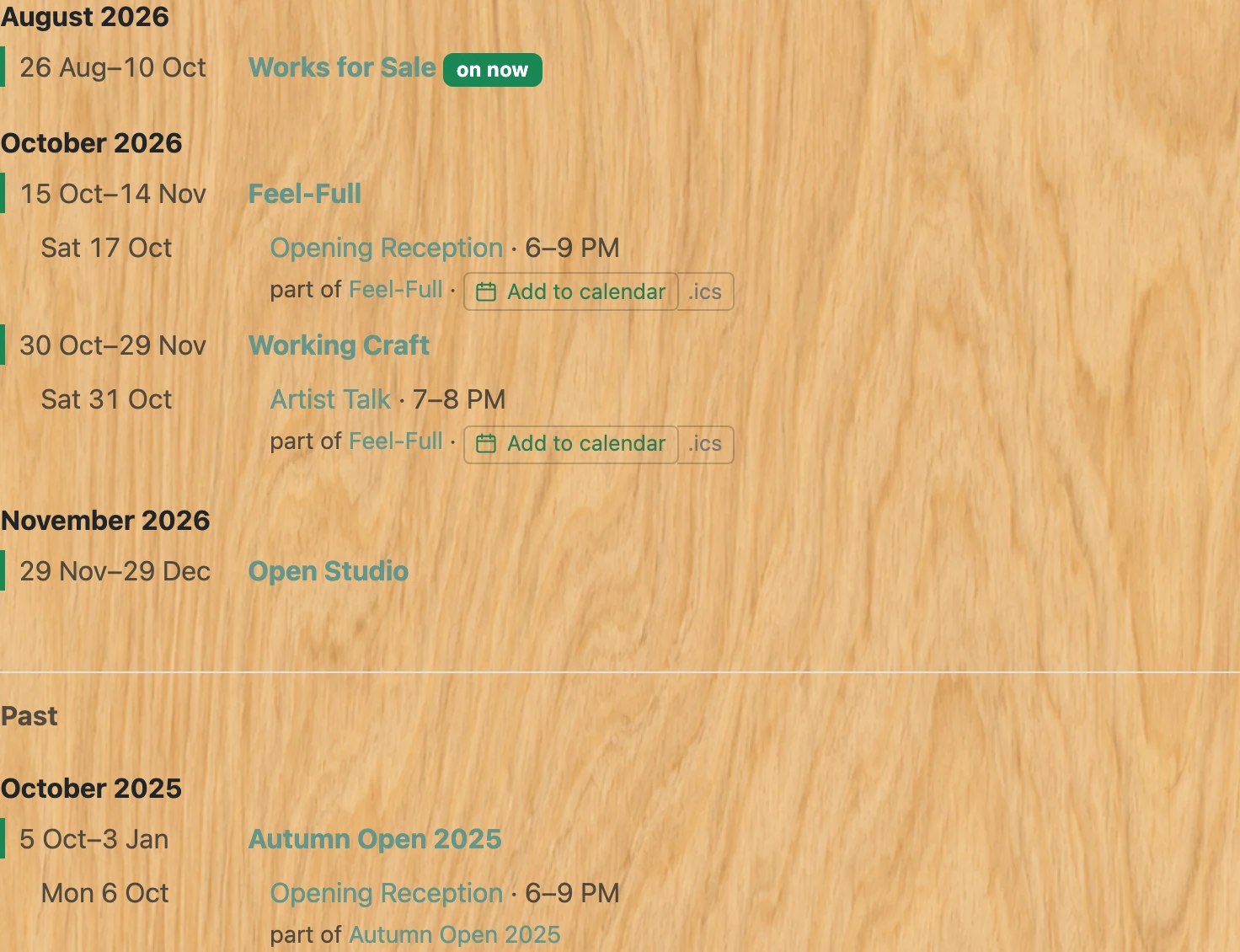 Screenshot of step 2: How to use the shows calendar and subscribe to it