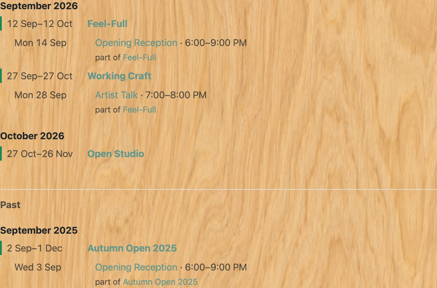 Screenshot of step 2: How to use the shows calendar and subscribe to it