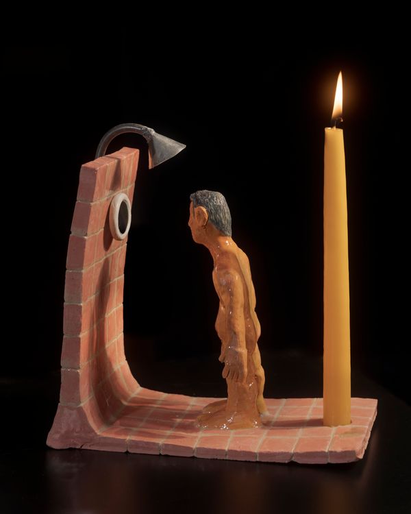 “George W. Bush Naked in the Shower Reflecting on 9/11” candle holder